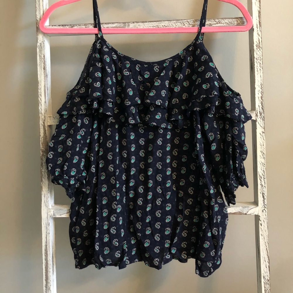 Cold shoulder ruffled blouse